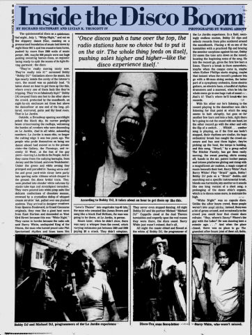 Village Voice article circa 1975 about the disco boom (pg 1)